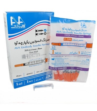 سرنگ انسولين آوا 1cc بسته 40 عددي