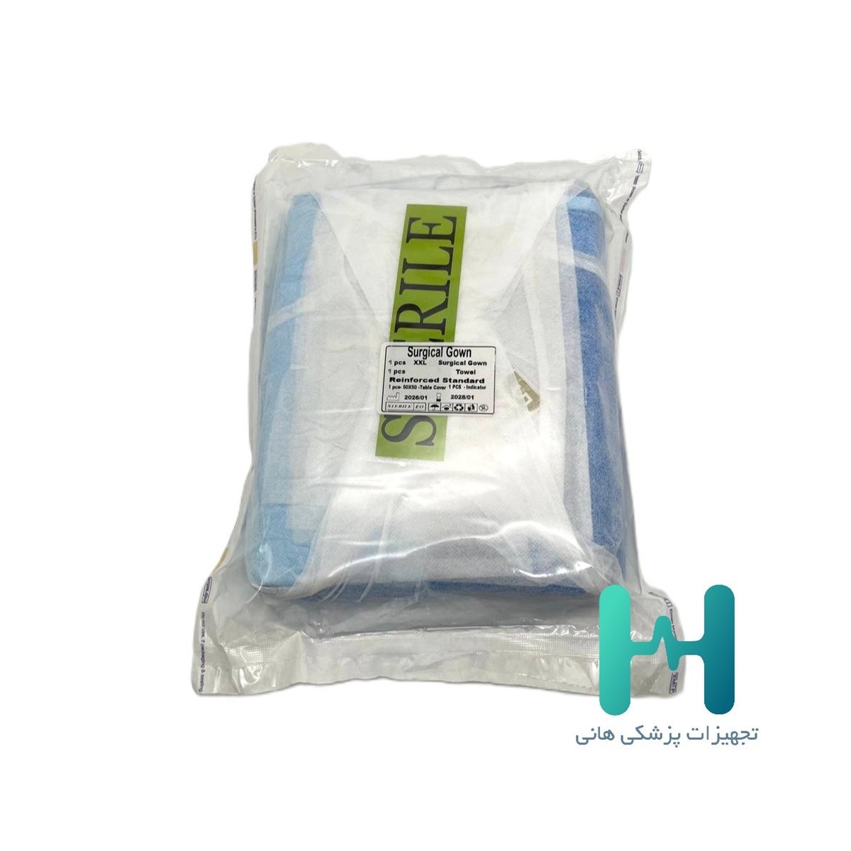 گان جراح استريل كامل لمينت xxl با حوله