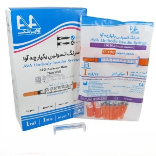 سرنگ انسولين يكپارچه 1cc آوا 10 عددي